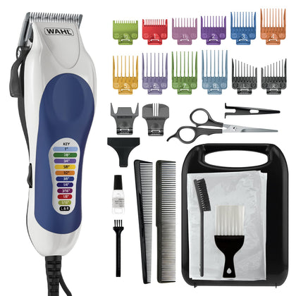 Wahl Clipper USA Color Pro Complete Haircutting Kit with Easy Color Coded Guide Combs - Corded Clipper for Hair Clipping & Grooming Men, Women, & Children - Model 79300-1001M