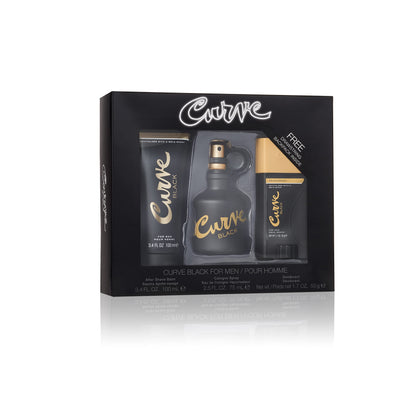 Curve Men's Cologne Fragrance Set, Body Wash, Cologne Spray & Deodorant, Casual Day or Night Scent, Curve Black, 3 Piece Set