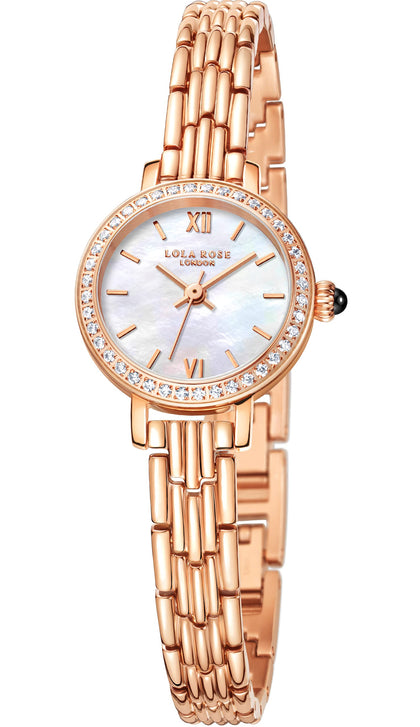 Lola Rose Elegant Women's Dress Watch with Genuine Gemstone, Ladies Multicolor Stainless Steel Bracelet Watch, Classic Gift for Women