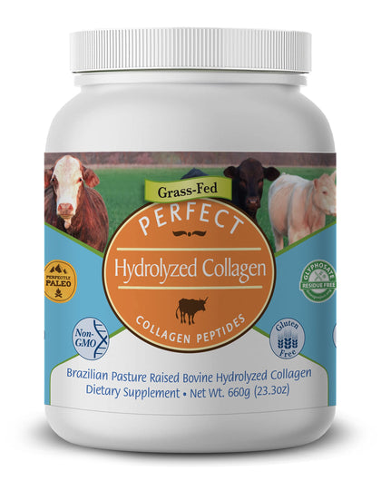 Perfect Supplements - Perfect Hydrolyzed Collagen Powder - 660 Grams - All Natural Collagen - Brazilian Pasture Raised - Promotes Healthy Skin