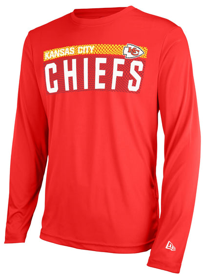 New Era NFL Men's Measured Dri-Tek Long Sleeve T-Shirt, Adult Pro Football Tagless T-Shirt, Kansas City Chiefs, X-Large