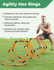 GHB Hex Agility Rings Speed Rings with Carrying Bag 6 Set Portable Hexagon Rings, Agility Hurdles for Agility Footwork Training (Orange)