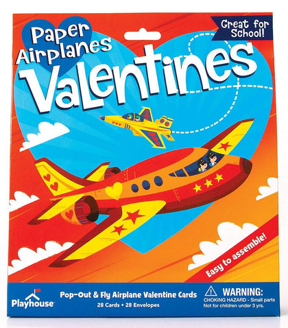 Playhouse Pop Out Paper Airplanes 28 Card Super Valentine Exchange Pack for Kids
