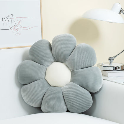 Sioloc Flower Pillow,Flower Shaped Throw Pillow Butt Cushion Flower Floor Pillow,Seating Cushion,Cute Room Decor & Plush Pillow for Bedroom Sofa Chair(Grey,15.7