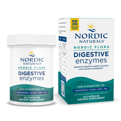 Nordic Naturals Nordic Flora Digestive Enzymes - 45 Capsules - Digestive Function, Optimizes Nutrient Availability - Non-GMO - 45 Servings
