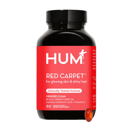 HUM Red Carpet - Skin & Hair Supplement - Black Currant Seed Oil for Glowing Skin & Strong Thicker Hair with Vitamin E & Omegas 3/6 - Hair Growth Vitamins for Women (60 Vegan Softgels)