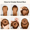 YaFex Hair Donut Bun Maker Kit, 4 Pieces (1 Large, 2 Medium and 1 Small), 6 Pieces Elastic Hair Ties, 20 Pieces Hair Bobby Pins, Brown