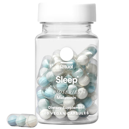 Ritual Sleep BioSeries Melatonin: Sleep Aid for Adults, Sleep Supplement with Time Released Capsules, Drug Free Sleep Vitamins for Adults for All Night Sleep Support, 20 Capsules
