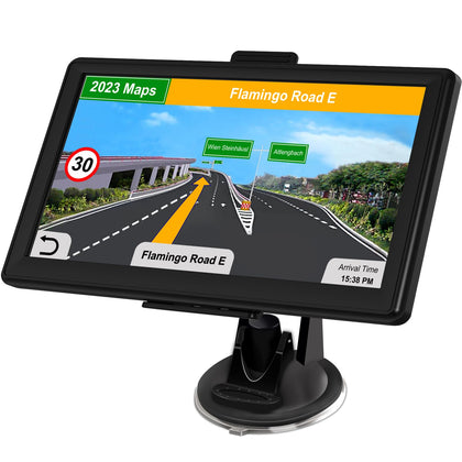 GPS Navigation for Car Truck - Navigation System 7 Inch Touchscreen Navigator with 2023 US/CA/MX Maps, Free Lifetime Map Updates, Voice Broadcast, Speed Camera Warning, Vehicle GPS Unit Handheld