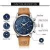 BY BENYAR Men's Watches Waterproof  Sport Military Watch for Men Multifunction Chronograph Black Fashion Quartz Wristwatches Calendar with Leather Strap.
