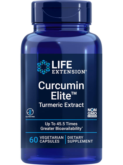 Life Extension Curcumin Elite Turmeric Extract, promotes a healthy inflammatory response, immune & heart health, two-month supply, gluten-free, vegetarian, non-GMO, 60 vegetarian capsules