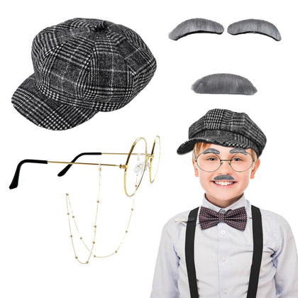 Falinpitos Old Man Costume for Kids,100 Days of School Costume Boys,1920s Accessories Mens Costume Old People Clothing for little boys