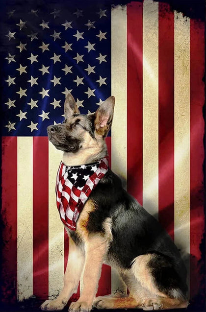 Jigsaw Puzzle 1000 Piece Wooden Puzzle German Shepherd American Flag USA Patriot Picture Family Decorations, Wall Art Pictures for Living Room Props Educational Toys & Games