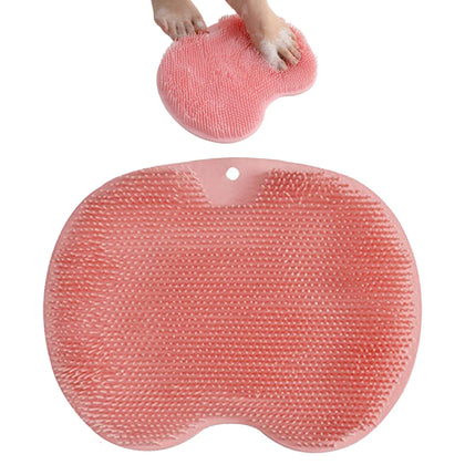 fghuim Silicone Foot & Body Scrubber with Non-Slip Suction Cups for Shower Hand-Free,Flat Wall Mounted Back Scrubber for Shower,Massage & Exfoliating Silicone Shower Scrubber (Pink)