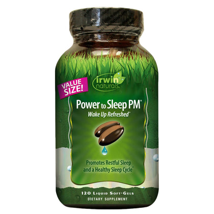 Irwin Naturals Power to Sleep PM - 120 Liquid Soft-Gels - with Melatonin, GABA, Ashwagandha, Valerian Root & L-Theanine - 60 Servings