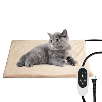 NICREW Cat Heating Pad, Temperature Adjustable Heated Cat Bed with Auto Shut Off Timer, Indoor Pet Heated Bed Mat for Cats and Dogs, 17.7 x 15.7 Inches, 55W (max)