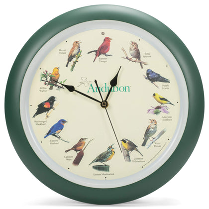 Mark Feldstein & Associates Audubon Singing Bird Wall Clock, 13 Inch