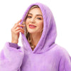 Oversized Wearable Blanket Sherpa Fleece Thick Warm Hoodie Blanket Big Hooded Sweatshirt Hoodie Blanket for Adults Women Girls Teenagers Teens Men Purple