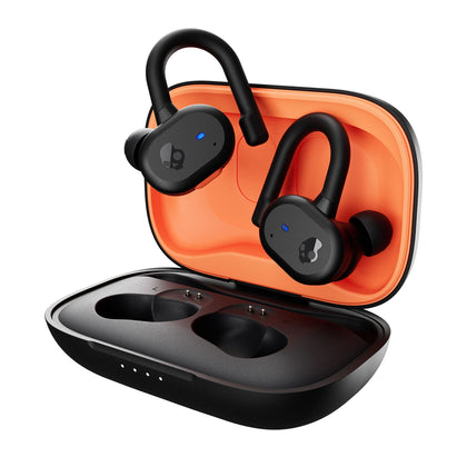 Skullcandy Push Active In-Ear Wireless Earbuds, 43 Hr Battery, Skull-iQ, Alexa Enabled, Microphone, Works with iPhone Android and Bluetooth Devices - True Black/Orange