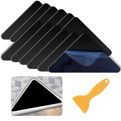 Honaoymd [12PCS] Non Slip Rug Grippers, Rug Pads Grippers, for Hardwood Floors and Tile,Easily Peel Off (Black)