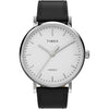 Timex Women's Fairfield 37mm Watch - Silver-Tone Case White Dial with Black Genuine Leather Strap