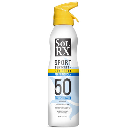 SolRX SPORT SPRAY SPF 50 Sunscreen Spray SPF50, Reef Friendly, Broad Spectrum Sunscreen for Face and Body, Oxybenzone Free