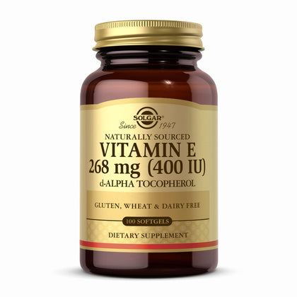 Solgar Vitamin E 268mg (400 IU) Alpha, 100 Softgels - Natural Antioxidant, Healthy Skin & Immune System Support - Naturally-Sourced Vitamin E - Gluten Free, Dairy Free - 100 Servings