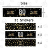 33Pcs Happy 80th Birthday Water Bottle Labels Cheers to 80 Years Stickers for 80th Wedding Anniversary Party Labels Sign Black