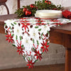 OurWarm Christmas Embroidered Table Runners Poinsettia Holly Leaf Table Linens for Christmas Decorations 15 x 70 Inch