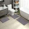 HOMEIDEAS 3 Pieces Bathroom Rugs, Ultra Soft Non Slip Absorbent Chenille Toilet Bath Mat Set (Grey)