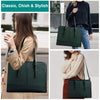 Laptop Bag for Women Leather Work Tote 15.6 Inch Laptop for Computer Bag Waterproof Business Office Professional Large Capacity Handbag Shoulder Bag DeepGreen