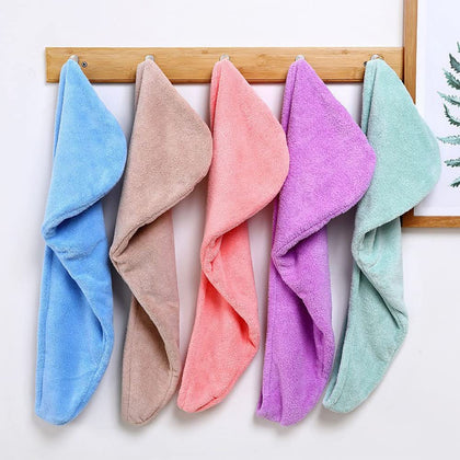 Aivoch Hair Drying Towels, 5pcs Microfiber Hair Towel for Hair Turban Wrap Drying Head Towels for Girl Women (25 x 65cm)