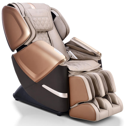 MYNTA 2024 4D Massage Chair for Full Body, Zero Gravity Recliner with Dual Mechanism, Extended SL-Track, Music Sync with Hi-Fi Bluetooth Speaker, MC4100 Brown