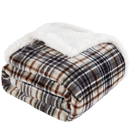 Touchat Sherpa Plaid Throw Blanket, Fuzzy Fluffy Cozy Soft Blanket, Fleece Flannel Plush Twin Size Microfiber Blanket for Couch Bed Sofa (60