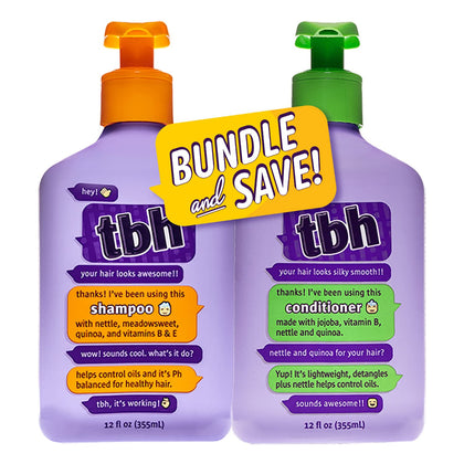TBH Teen and Kids Shampoo and Conditioner Set - Shampoo and Conditioner for Oily Hair - Sulfate, Paraben Free - 12 oz (2 Pack)