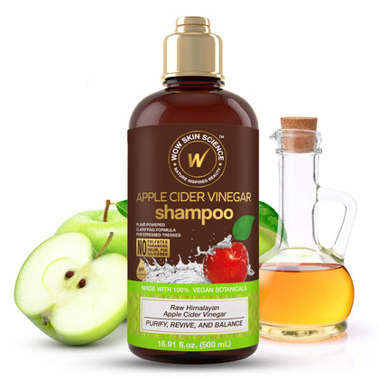 WOW Skin Science Apple Cider Vinegar Shampoo - Hair Growth Shampoo For Thinning Hair, Hair Loss & Dandruff Shampoo - Parabens & Sulfate Free Shampoo (Brown, 16.9 Fl Oz (Pack Of 1))