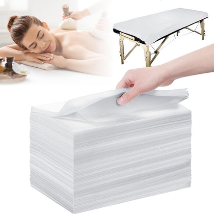 MVSUTA 50 Pieces White Disposable Bed Sheets Non-woven Fabric SPA Table Sheet Bed Cover for Massage Beauty Tattoos,31'' x 71''