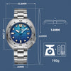 ADDIESDIVE Mens Automatic Dive Watch Stainless Steel NH35A Mechanical Movement 200M Waterproof Blue Deep Sea Dial