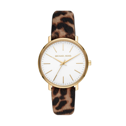 Michael Kors Women's Pyper Gold-Tone Stainless Steel and Cheetah Print Leather Band Watch (Model: MK4751)