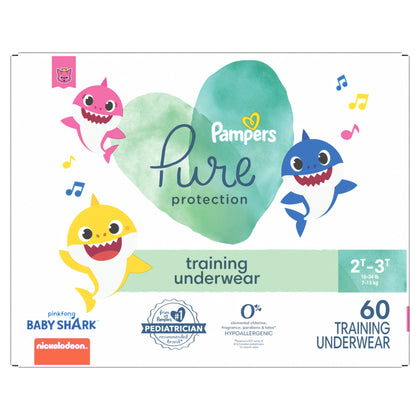 Pampers Pure Protection Training Pants Baby Shark - Size 2T-3T, 60 Count, Premium Hypoallergenic Training Underwear