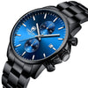 GOLDEN HOUR Men's Watches with Stainless Steel and Metal Casual Waterproof Chronograph Quartz Watch, Auto Date in Blue Face with Silver Hands