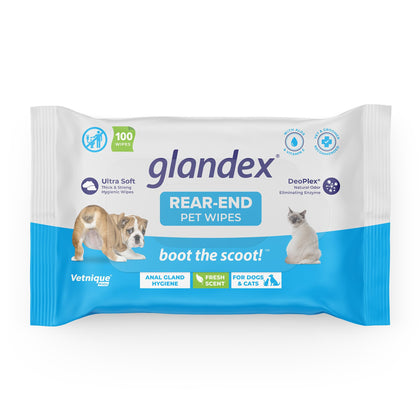 Vetnique Labs Glandex Dog Wipes for Pets Cleansing & Deodorizing Anal Gland Hygienic Wipes for Dogs & Cats with Vitamin E, Skin Conditioners and Aloe (100ct Pouch)