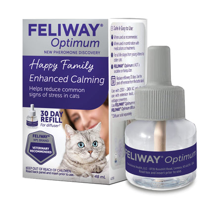 FELIWAY Optimum, Enhanced Calming Pheromone 30-day Refill - 1 Pack, Translucent
