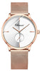 MASTOP Swiss Brand Couple Watch Men Women Stainless Steel Rose Gold Mesh Strap Waterproof Watches (White)