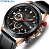 CRRJU Men's Fashion Casual Leather Watches Chronograph Waterproof Date Analog Quartz Business Luxury Wrist Watches for Men