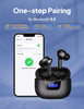 Wireless Earbuds Bluetooth V5.3 Headphones 50H Playback Deep Bass Stereo Ear Buds with LED Power Display Charging Case IPX7 Waterproof Earphones with Mic Headset for Laptop Pad Android/iOS Phones