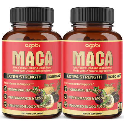 2 Packs 90 Capsules 6 Months - 8050mg Maca Root Supplement - 7in1 With Ashwagandha Root, Ginseng Root, Tribulus Terrestris & more - Reproductive Health, Strength & Immune Support