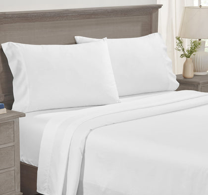 California Design Den Luxury 4 Piece Queen Size Sheet Set - 100% Cotton, 600 Thread Count Deep Pocket, Includes Fitted and Flat Sheets, Hotel-Quality Bedding with Sateen Weave - Bright White