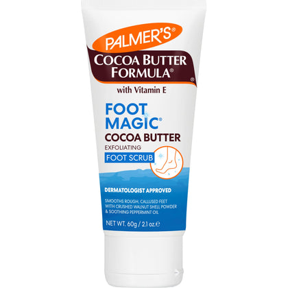 Palmer's Cocoa Butter Formula Foot Magic Exfoliating Foot Scrub with Vitamin E, Use With Foot Scrubber for Pedicure, For Dry, Cracked Feet, 2.1 Ounce