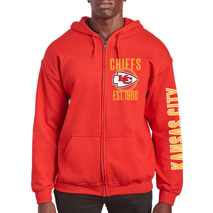 Junk Food Clothing x NFL - Kansas City Chiefs - MVP Zip Hoodie - Unisex Adult Full Zip Hooded Sweatshirt for Men and Women - Size Medium